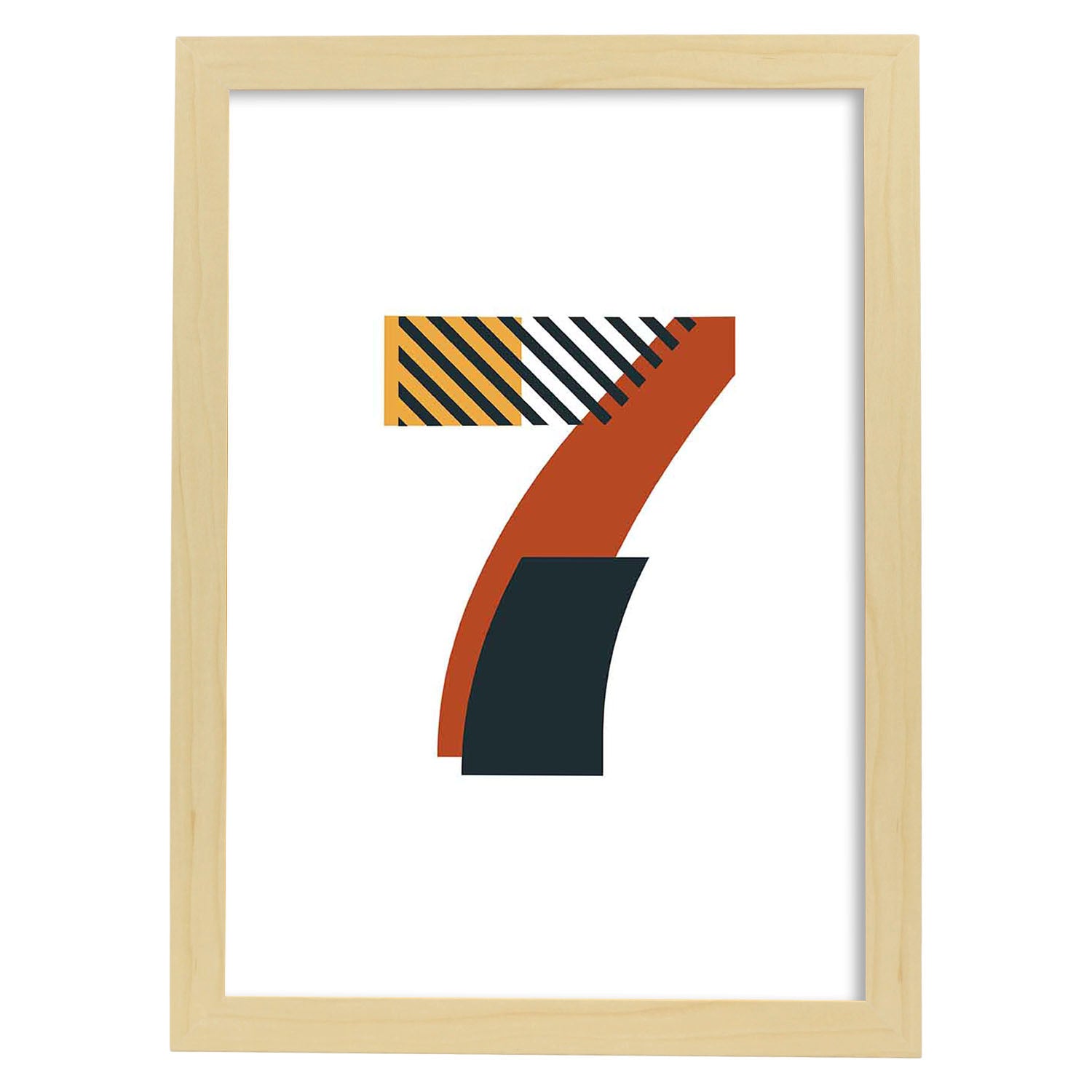 Poster de número 7. Lámina estilo Geometria con imágenes del alfabeto.-Artwork-Nacnic-A3-Marco Madera clara-Nacnic Estudio SL