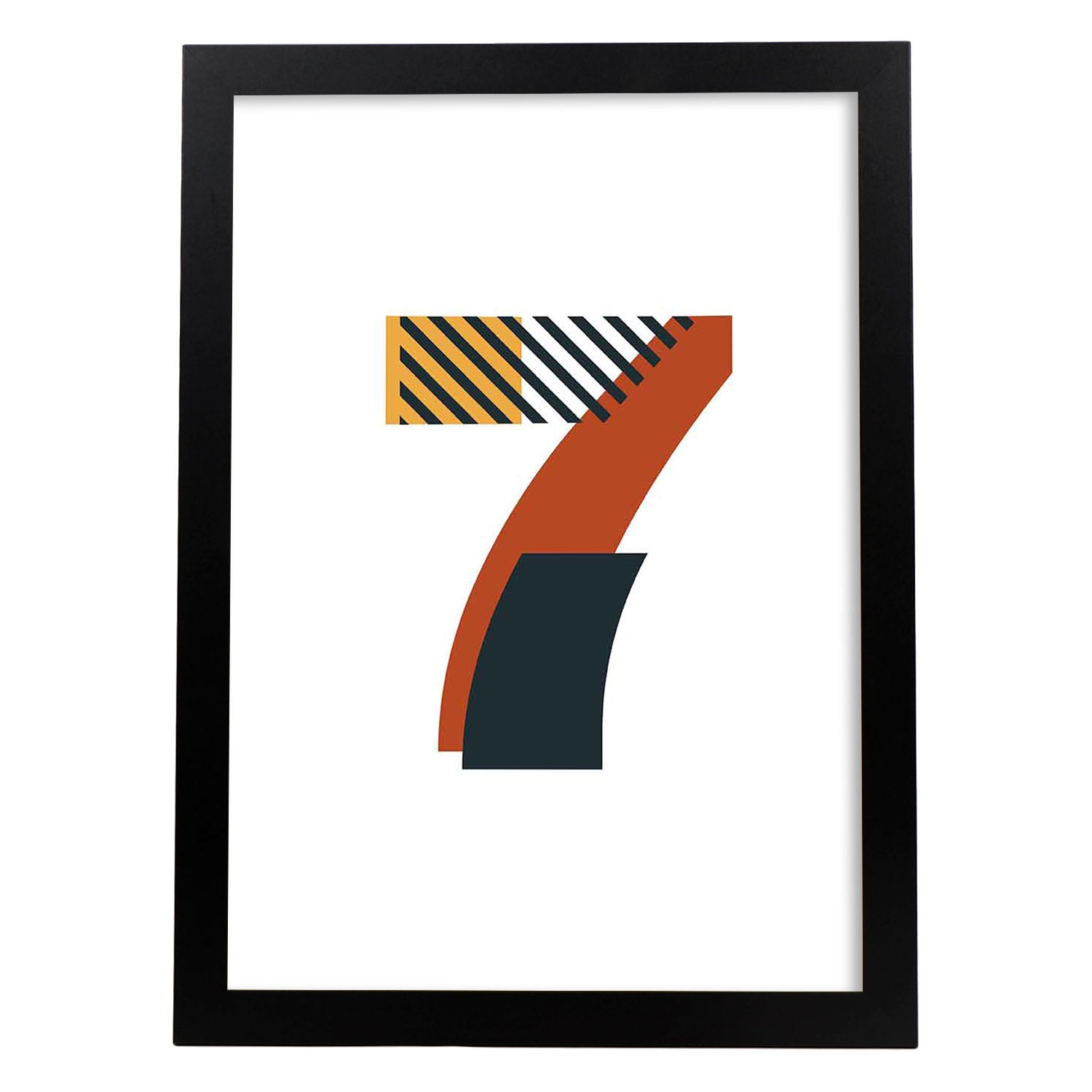 Poster de número 7. Lámina estilo Geometria con imágenes del alfabeto.-Artwork-Nacnic-A3-Marco Negro-Nacnic Estudio SL