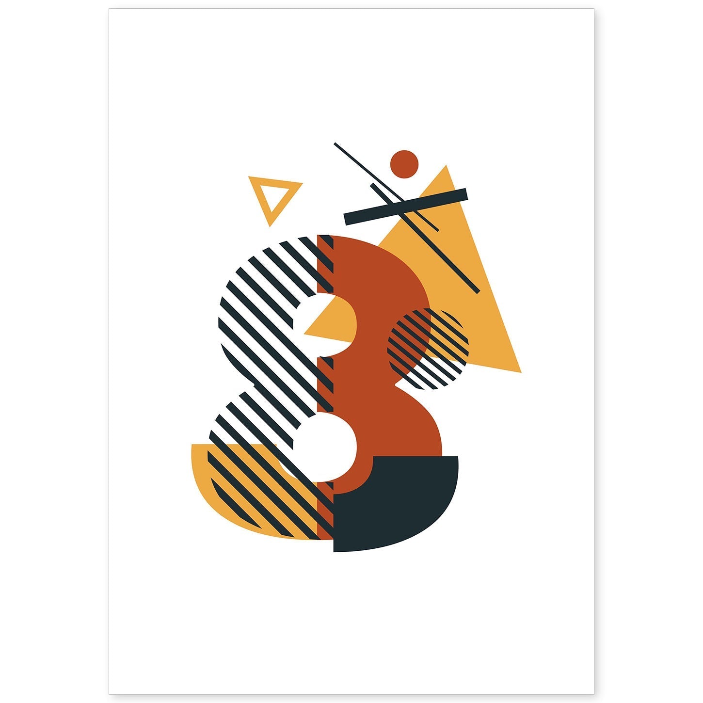 Poster de número 8. Lámina estilo Geometria con formas con imágenes del alfabeto.-Artwork-Nacnic-A4-Sin marco-Nacnic Estudio SL