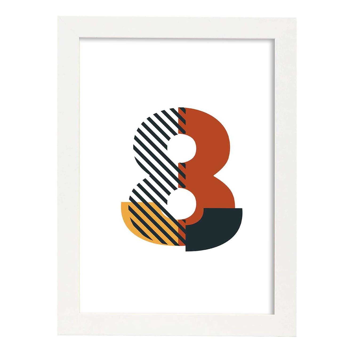 Poster de número 8. Lámina estilo Geometria con imágenes del alfabeto.-Artwork-Nacnic-A3-Marco Blanco-Nacnic Estudio SL