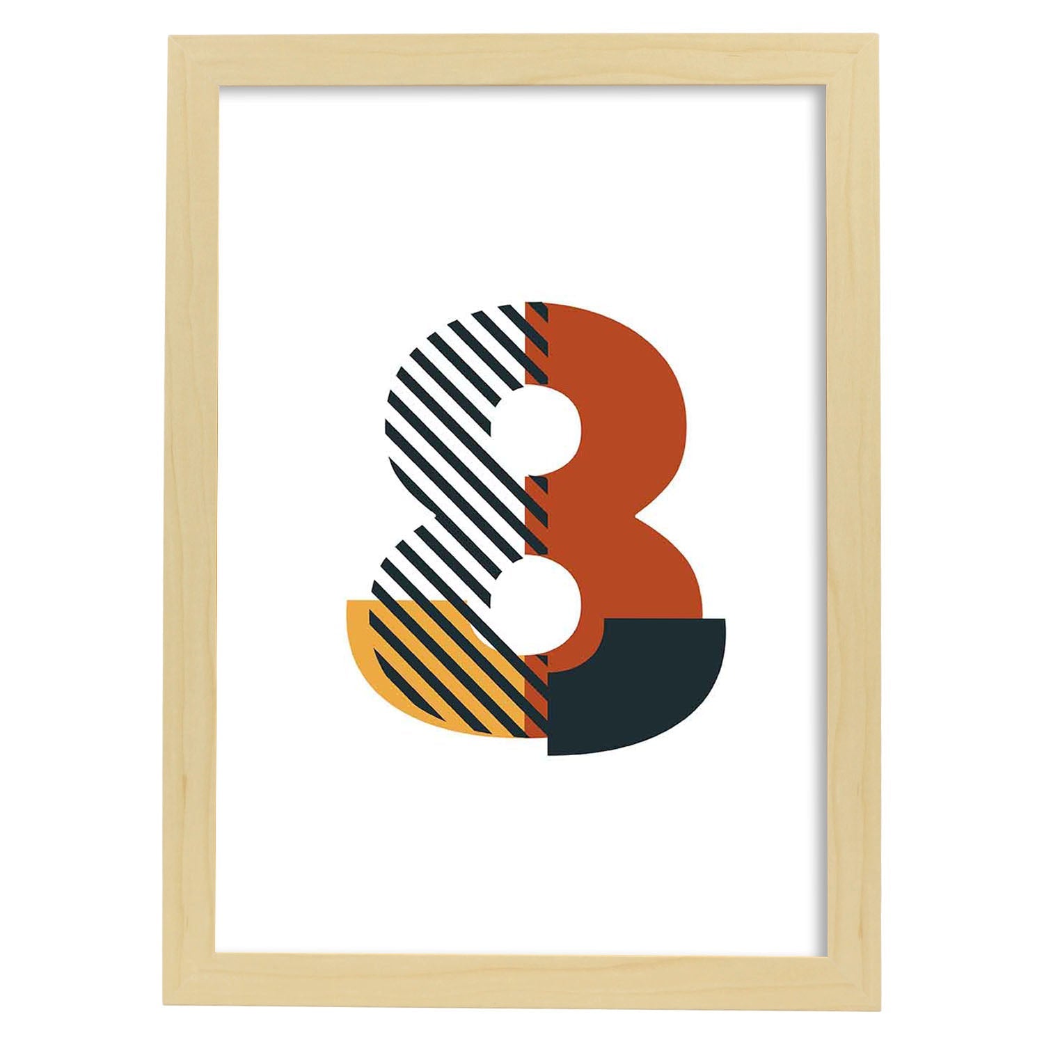 Poster de número 8. Lámina estilo Geometria con imágenes del alfabeto.-Artwork-Nacnic-A3-Marco Madera clara-Nacnic Estudio SL
