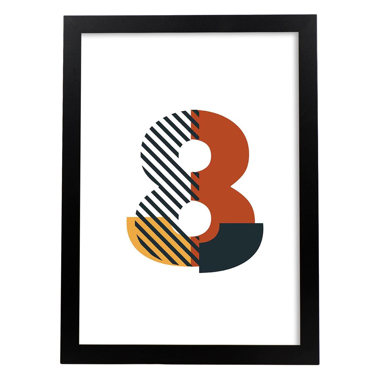 Poster de número 8. Lámina estilo Geometria con imágenes del alfabeto.-Artwork-Nacnic-A3-Marco Negro-Nacnic Estudio SL