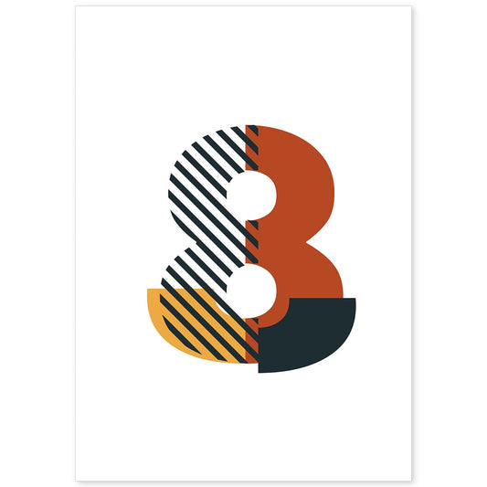 Poster de número 8. Lámina estilo Geometria con imágenes del alfabeto.-Artwork-Nacnic-A4-Sin marco-Nacnic Estudio SL