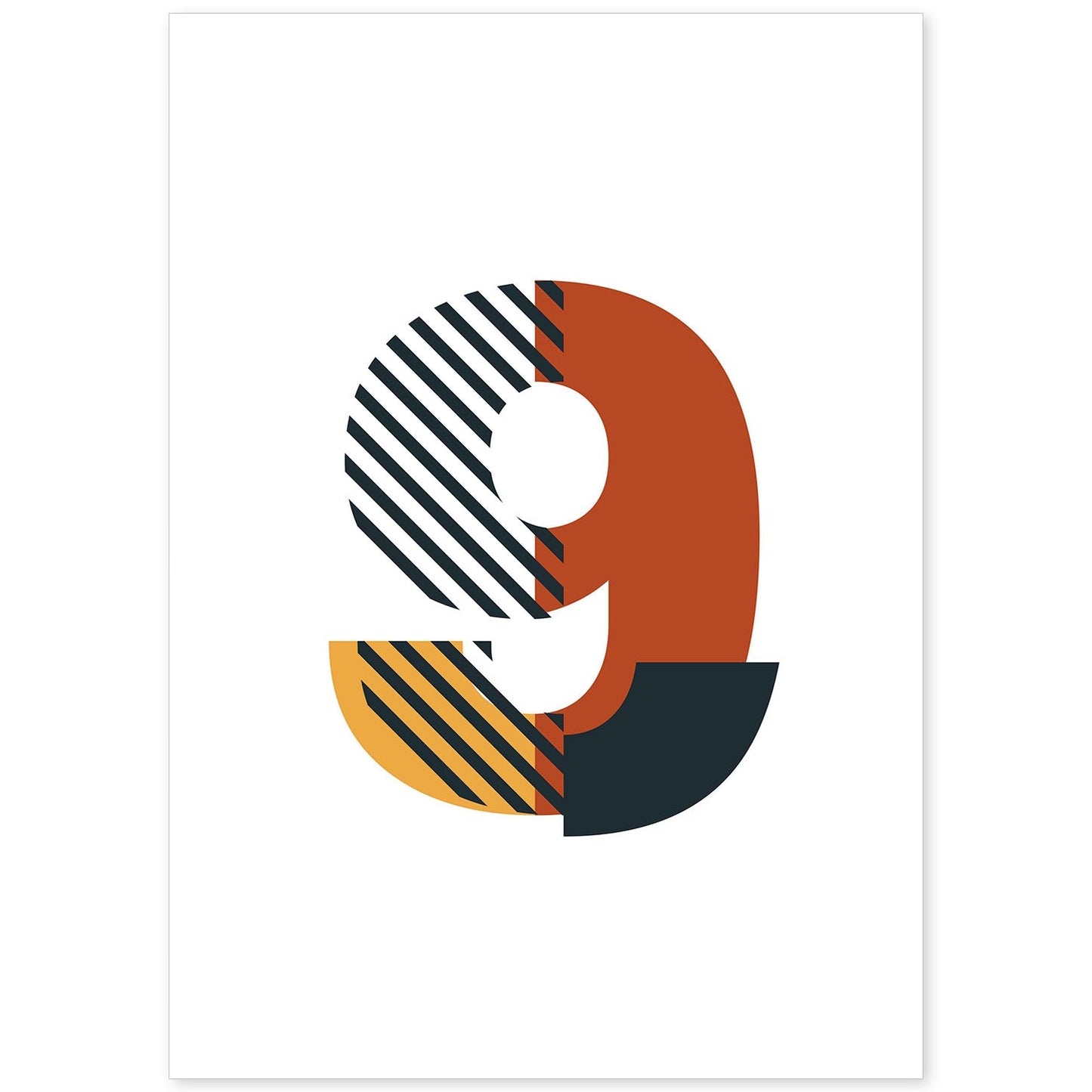 Poster de número 9. Lámina estilo Geometria con imágenes del alfabeto.-Artwork-Nacnic-A4-Sin marco-Nacnic Estudio SL