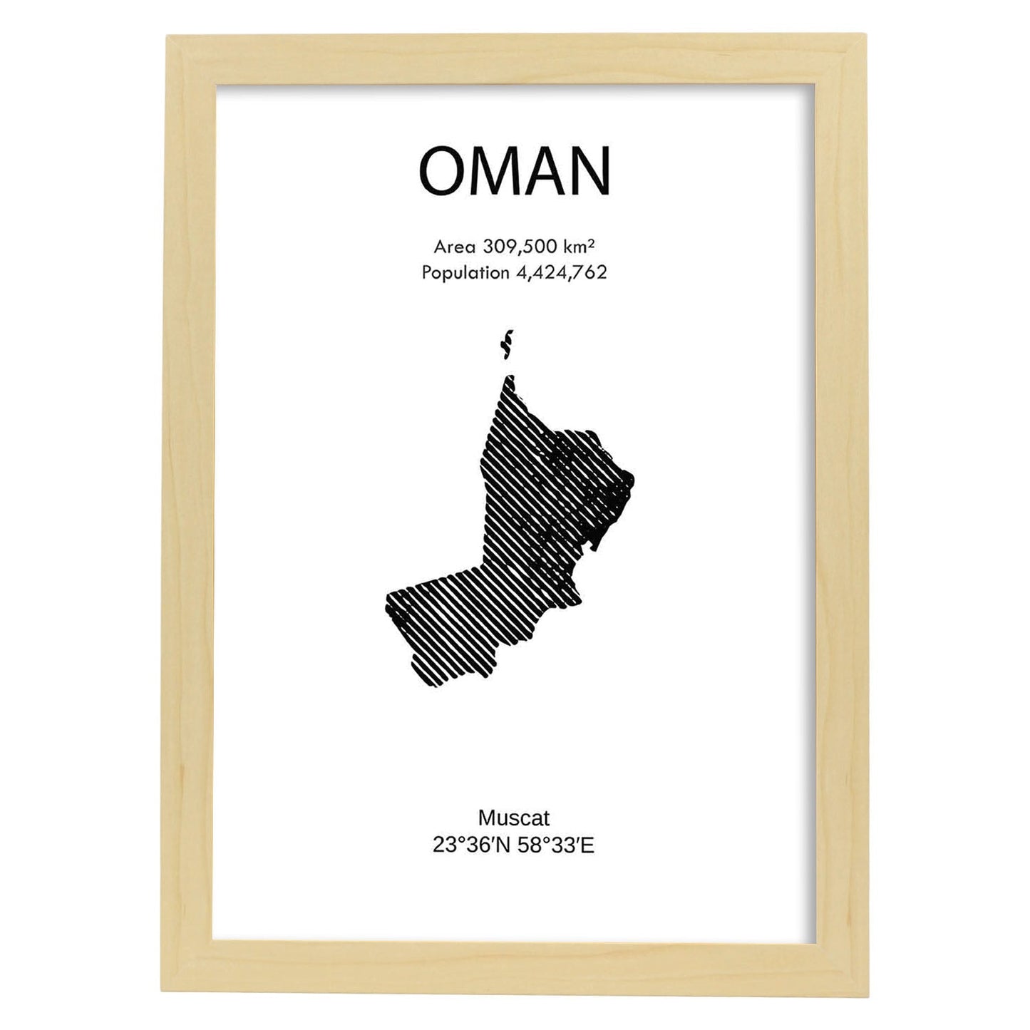 Poster de Omán. Láminas de paises y continentes del mundo.-Artwork-Nacnic-A3-Marco Madera clara-Nacnic Estudio SL