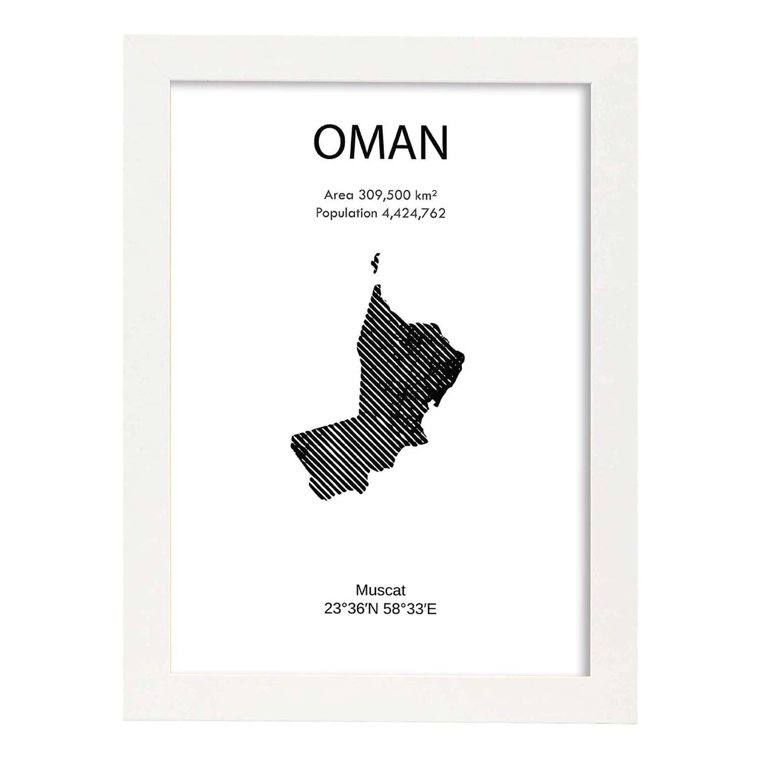 Poster de Omán. Láminas de paises y continentes del mundo.-Artwork-Nacnic-A4-Marco Blanco-Nacnic Estudio SL