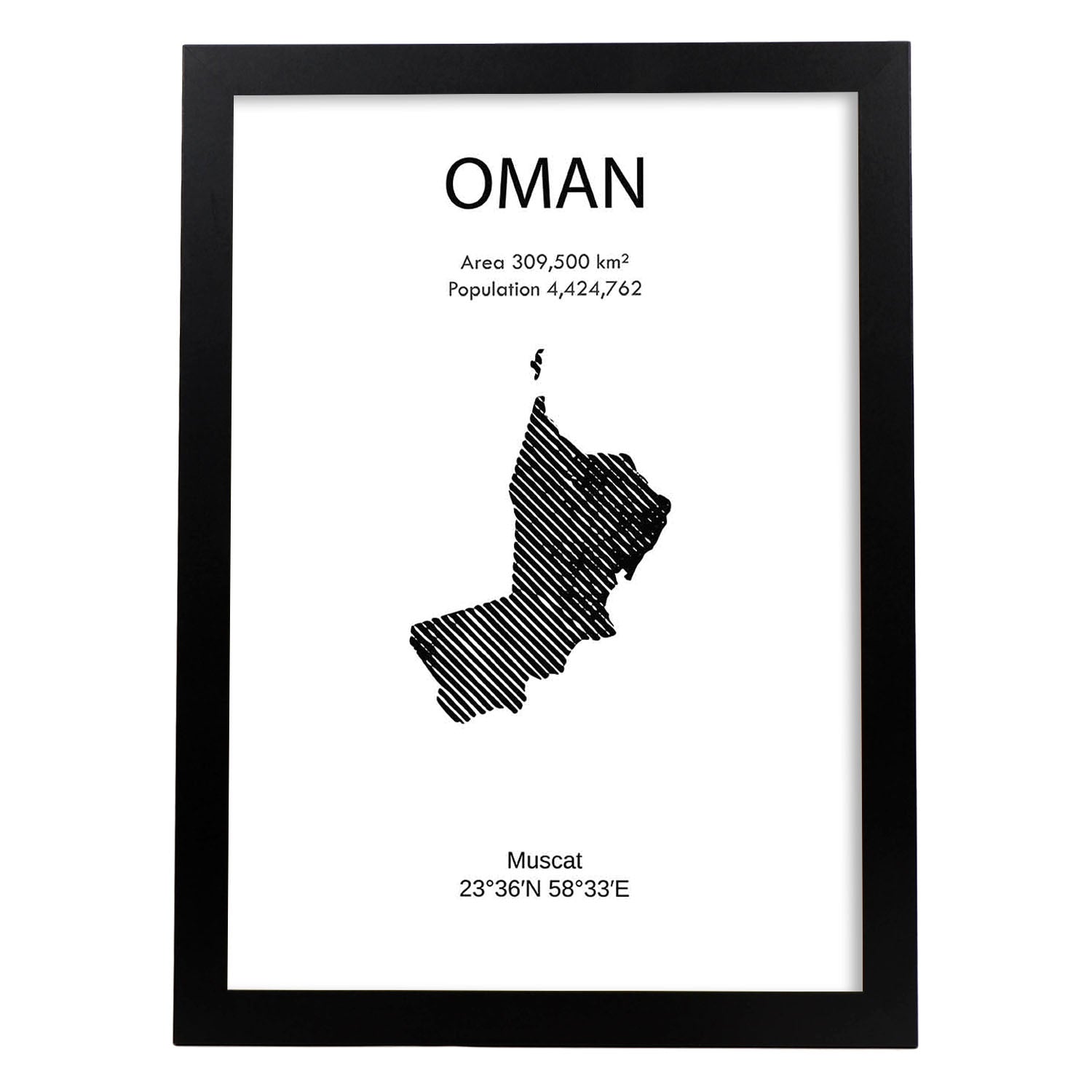 Poster de Omán. Láminas de paises y continentes del mundo.-Artwork-Nacnic-A4-Marco Negro-Nacnic Estudio SL