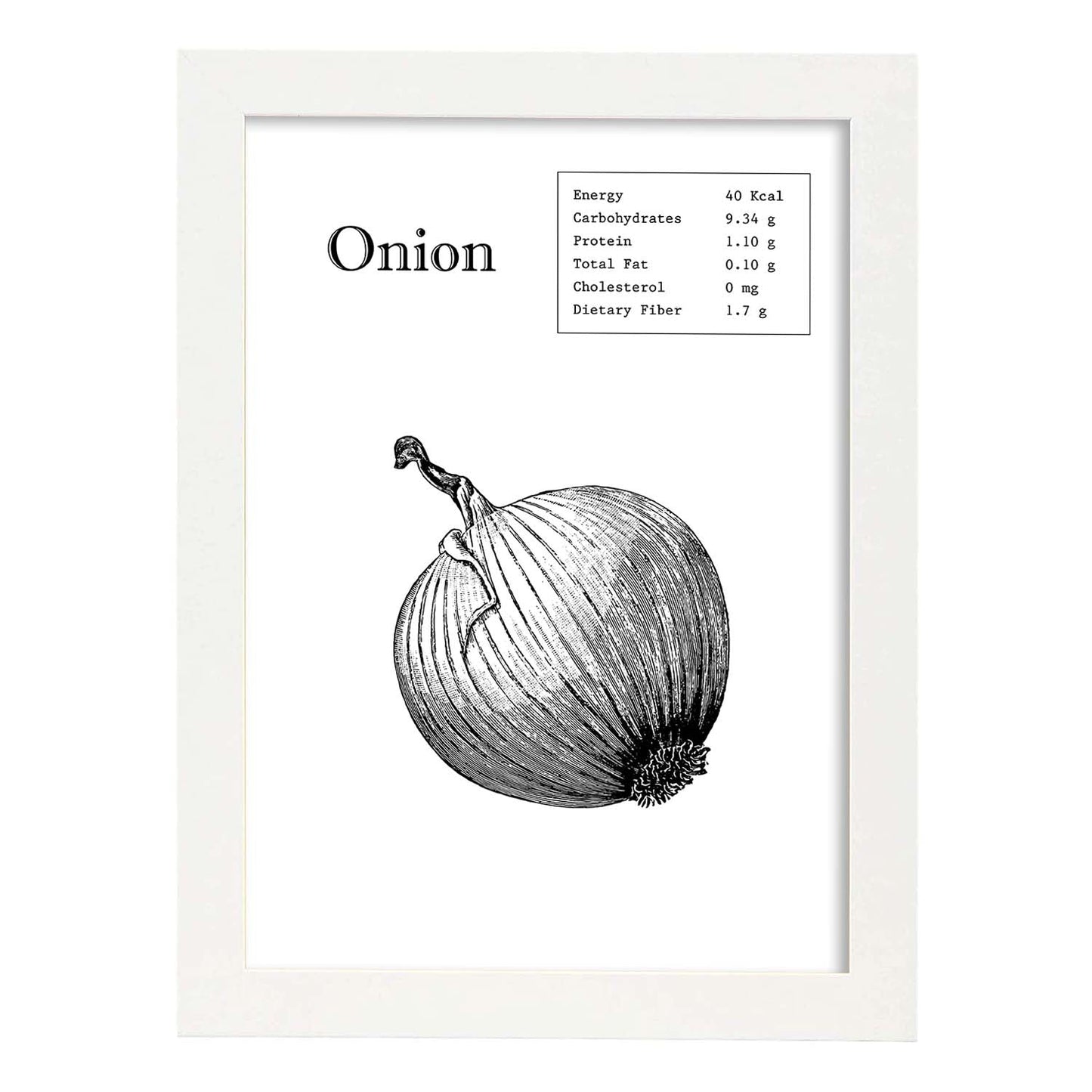 Poster de Onion. Láminas de frutas y verduras en inglés.-Artwork-Nacnic-A3-Marco Blanco-Nacnic Estudio SL