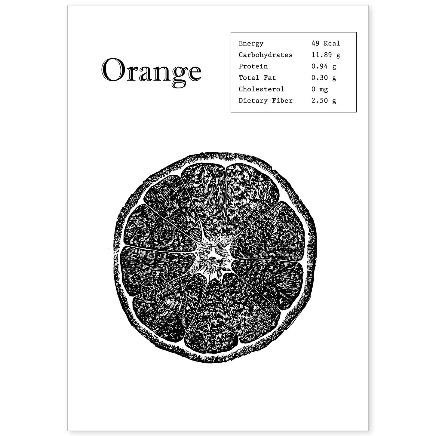 Poster de Orange. Láminas de frutas y verduras en inglés.-Artwork-Nacnic-A4-Sin marco-Nacnic Estudio SL