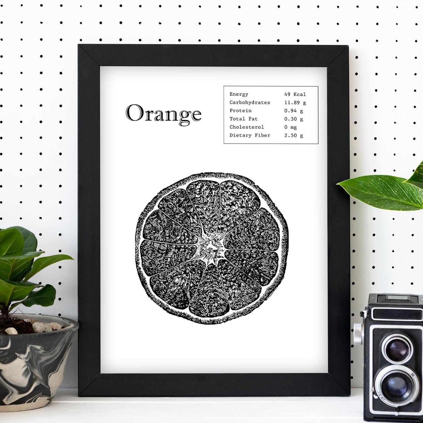 Poster de Orange. Láminas de frutas y verduras en inglés.-Artwork-Nacnic-Nacnic Estudio SL