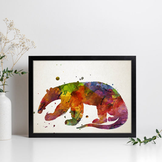 Poster de Oso Hormiguero estilo acuarela. Láminas de animales con estilo acuarela-Artwork-Nacnic-Nacnic Estudio SL