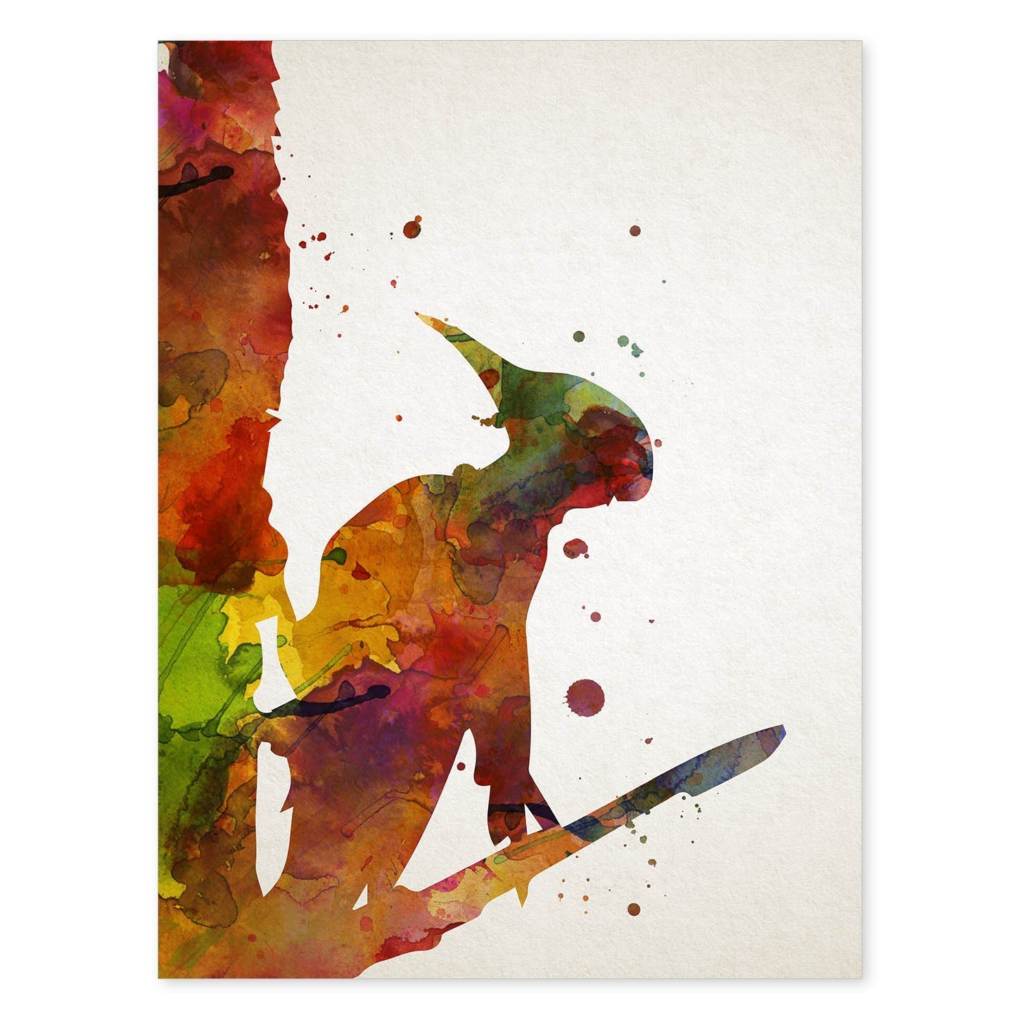 Poster de Pájaro Carpintero estilo acuarela. Láminas de animales con estilo acuarela-Artwork-Nacnic-A4-Sin marco-Nacnic Estudio SL