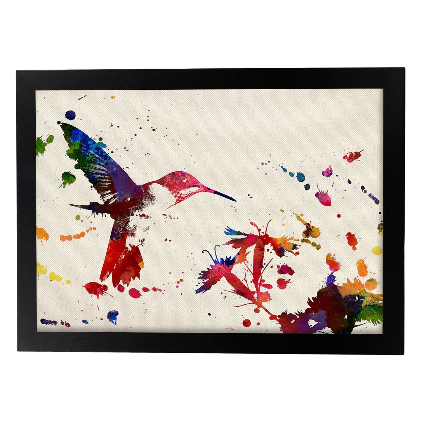 Poster de Pájaro y rama con diseño acuarela. Mix de láminas con estilo acuarela-Artwork-Nacnic-A3-Marco Negro-Nacnic Estudio SL
