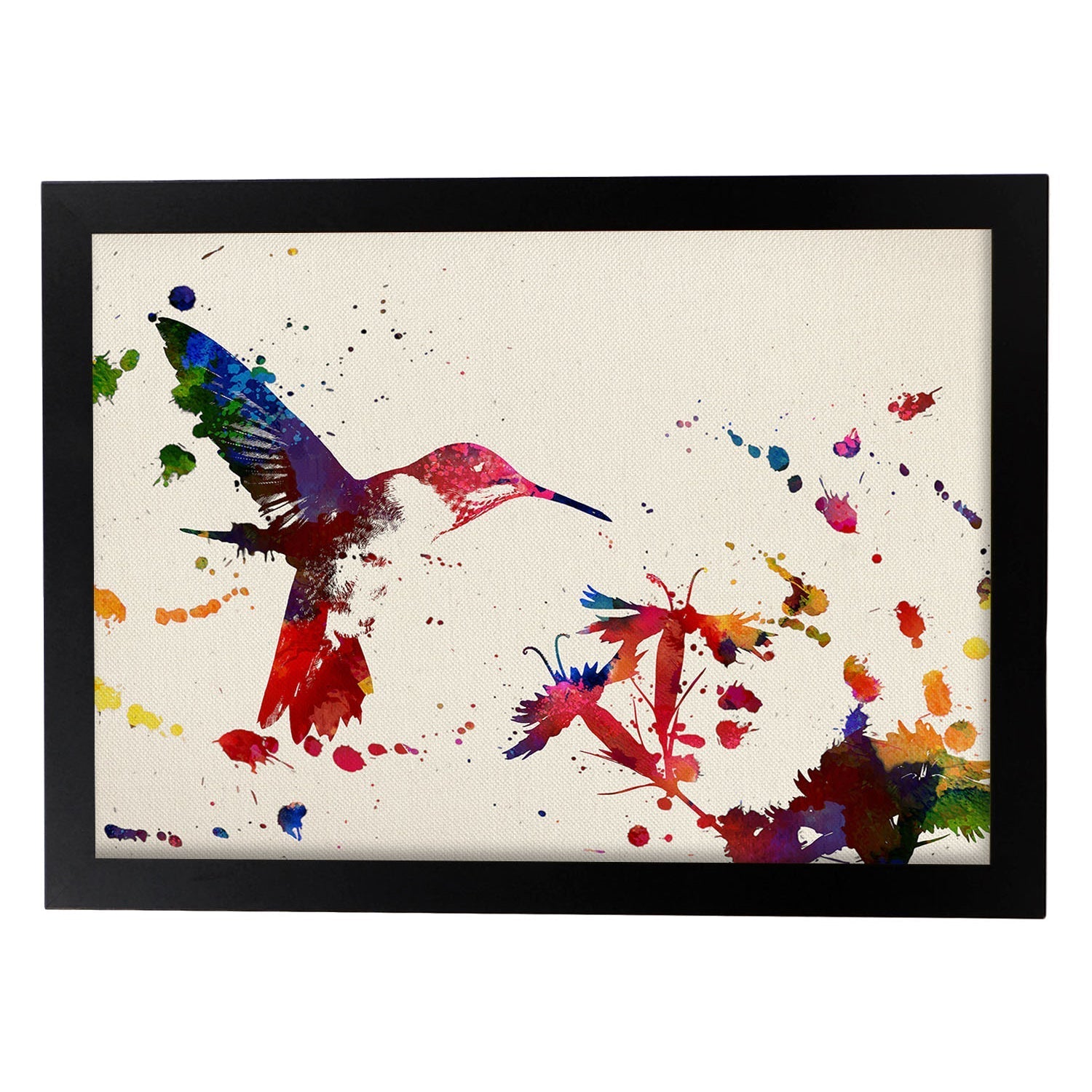 Poster de Pájaro y rama con diseño acuarela. Mix de láminas con estilo acuarela-Artwork-Nacnic-A3-Marco Negro-Nacnic Estudio SL