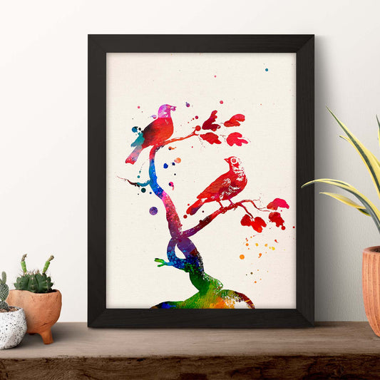 Poster de Pájaros con diseño acuarela. Mix de láminas con estilo acuarela-Artwork-Nacnic-Nacnic Estudio SL