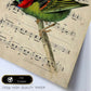 Poster de pajaros. Lámina de Thraupiscyanocephala con partituras. Cuadros de pajaritos con partituras musicales.-Artwork-Nacnic-Nacnic Estudio SL