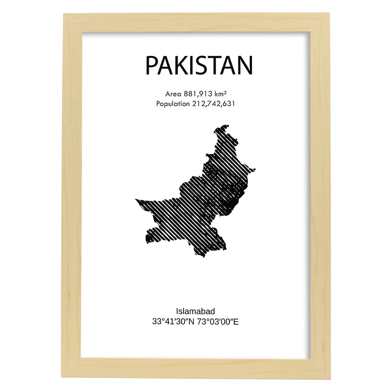 Poster de Pakistan. Láminas de paises y continentes del mundo.-Artwork-Nacnic-A3-Marco Madera clara-Nacnic Estudio SL