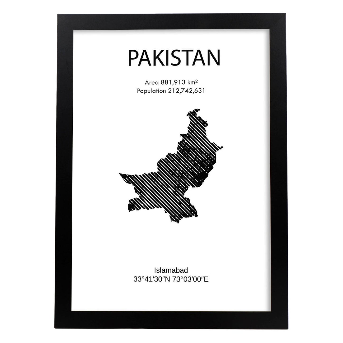 Poster de Pakistan. Láminas de paises y continentes del mundo.-Artwork-Nacnic-A3-Marco Negro-Nacnic Estudio SL