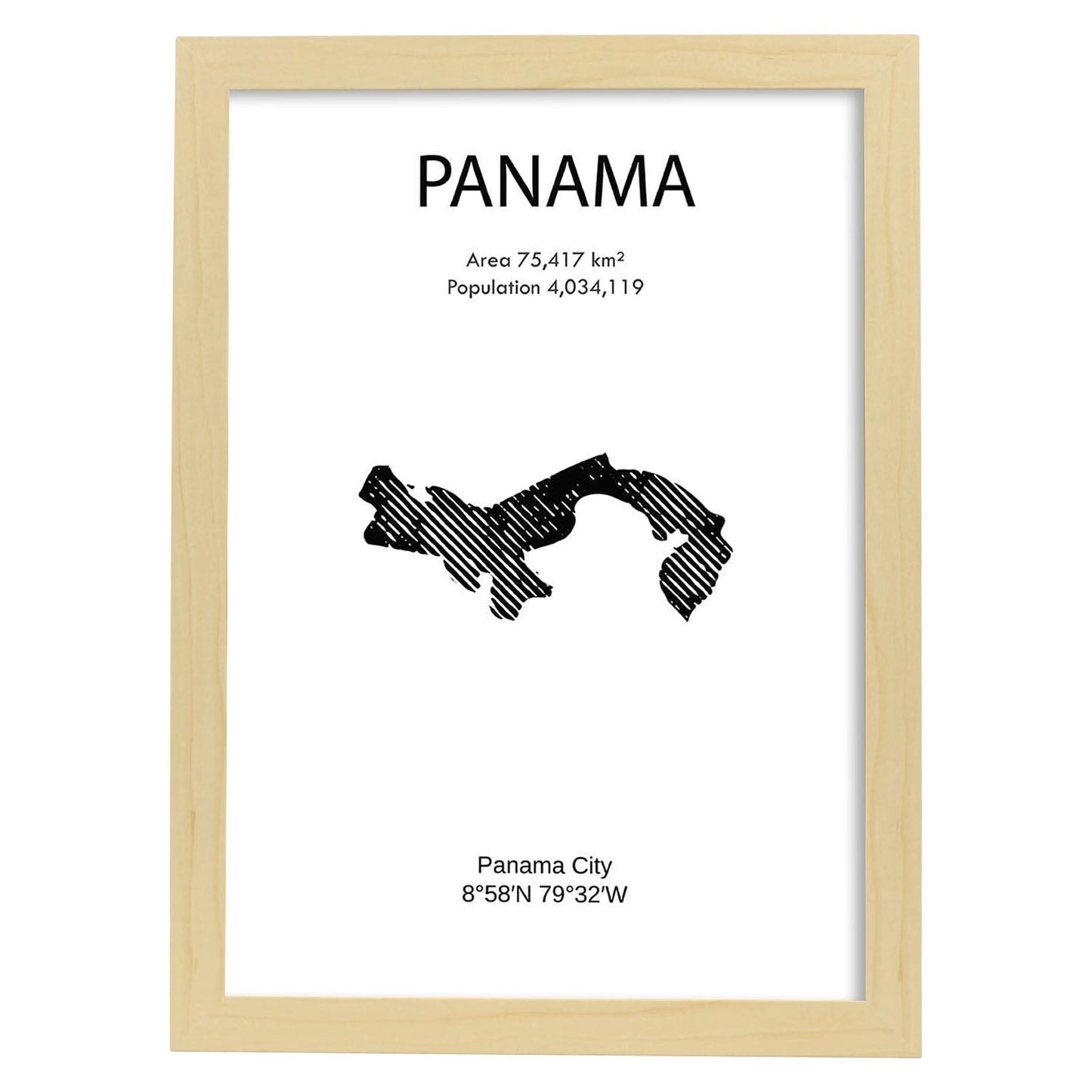 Poster de Panama. Láminas de paises y continentes del mundo.-Artwork-Nacnic-A3-Marco Madera clara-Nacnic Estudio SL