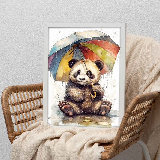 Póster de Panda Bebé con Paraguas