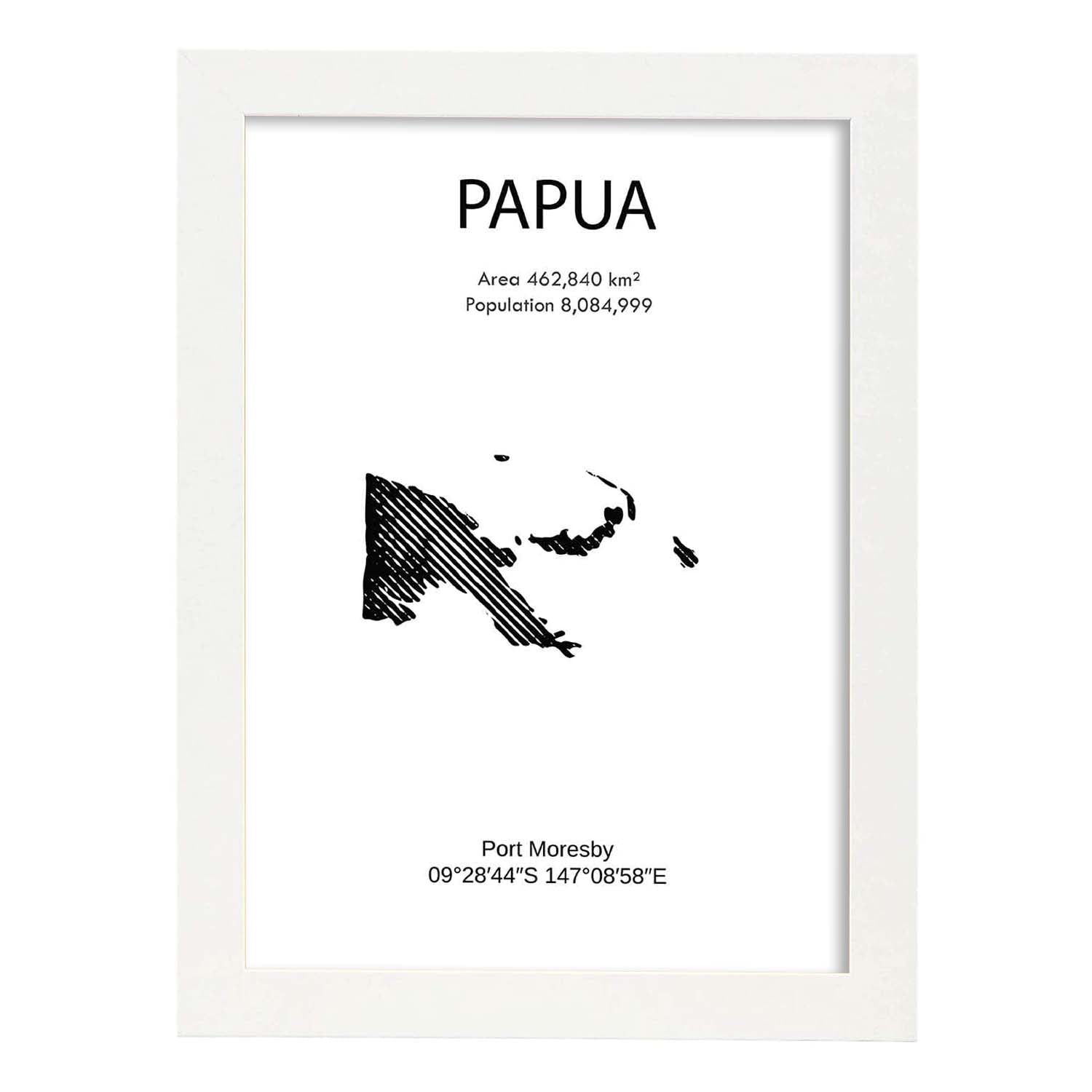 Poster de Papua. Láminas de paises y continentes del mundo.-Artwork-Nacnic-A3-Marco Blanco-Nacnic Estudio SL