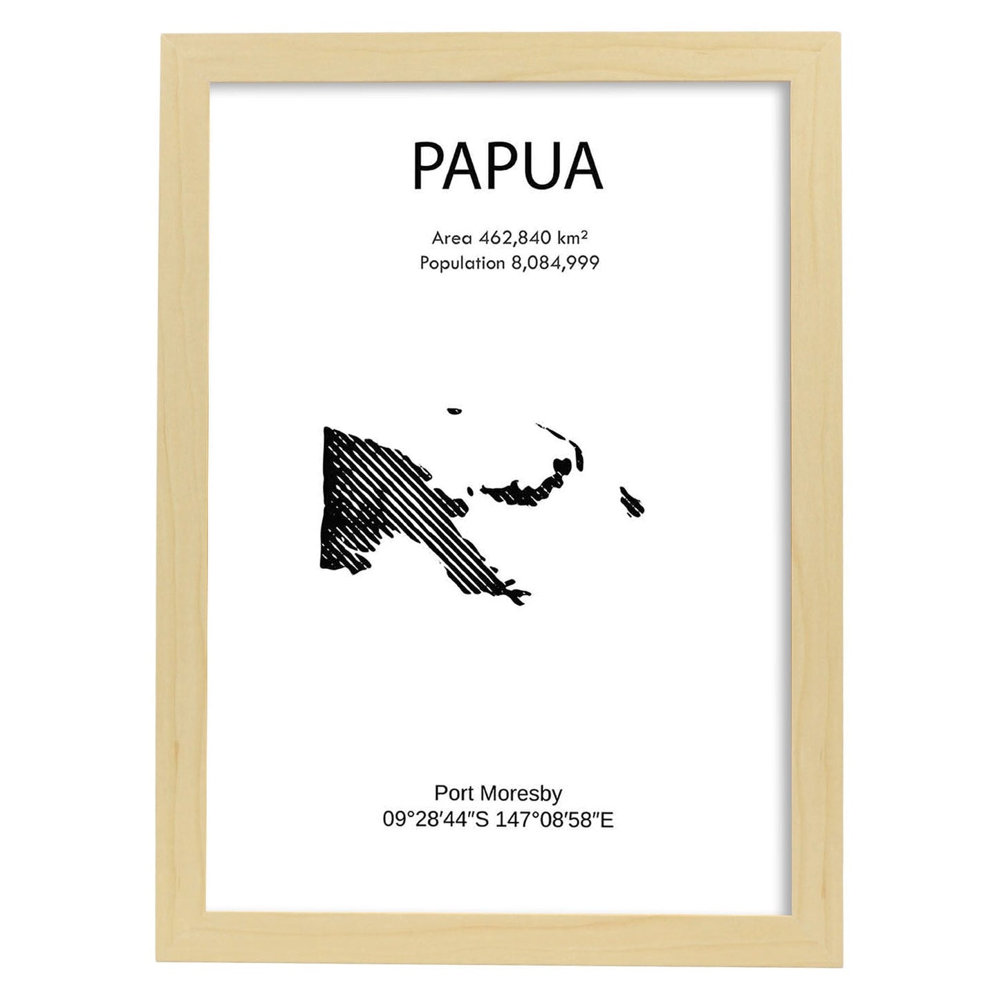 Poster de Papua. Láminas de paises y continentes del mundo.-Artwork-Nacnic-A3-Marco Madera clara-Nacnic Estudio SL