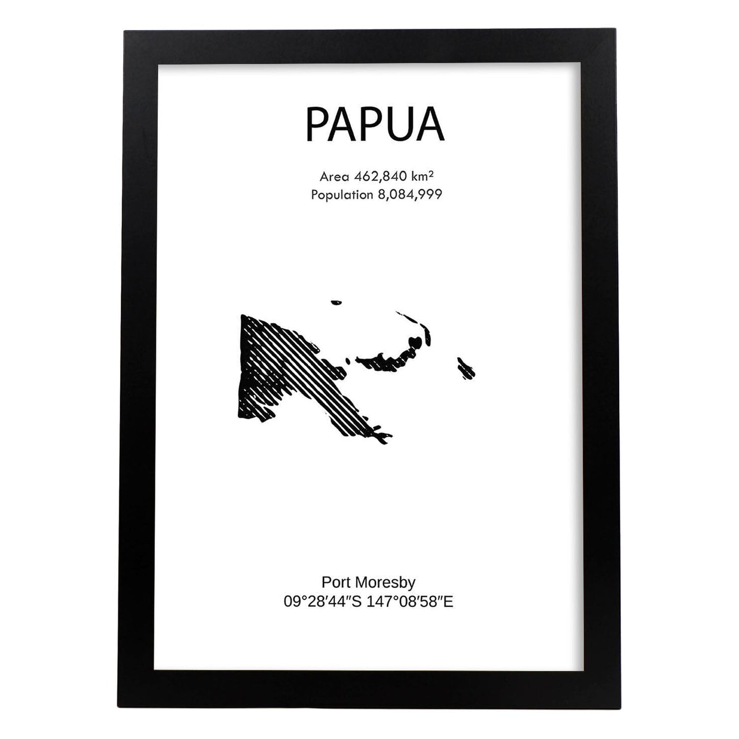 Poster de Papua. Láminas de paises y continentes del mundo.-Artwork-Nacnic-A3-Marco Negro-Nacnic Estudio SL