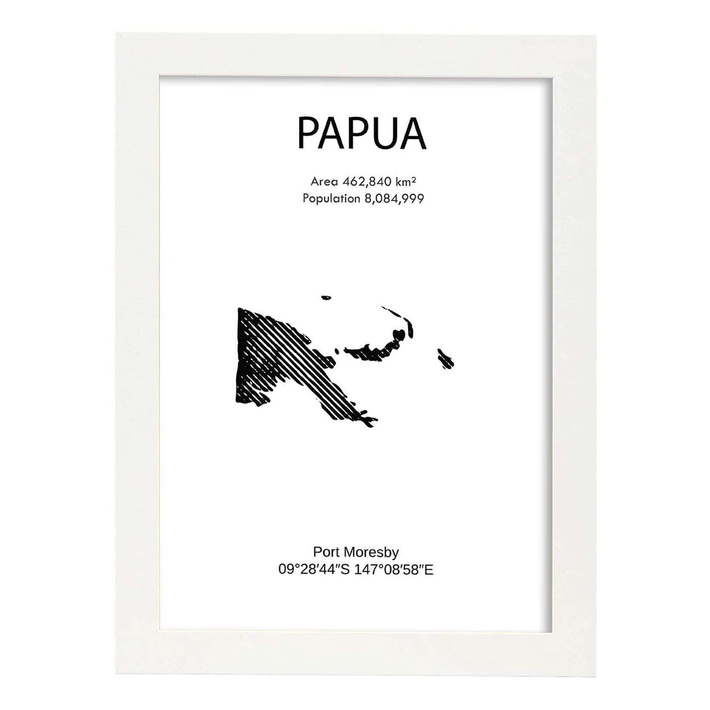 Poster de Papua. Láminas de paises y continentes del mundo.-Artwork-Nacnic-A4-Marco Blanco-Nacnic Estudio SL