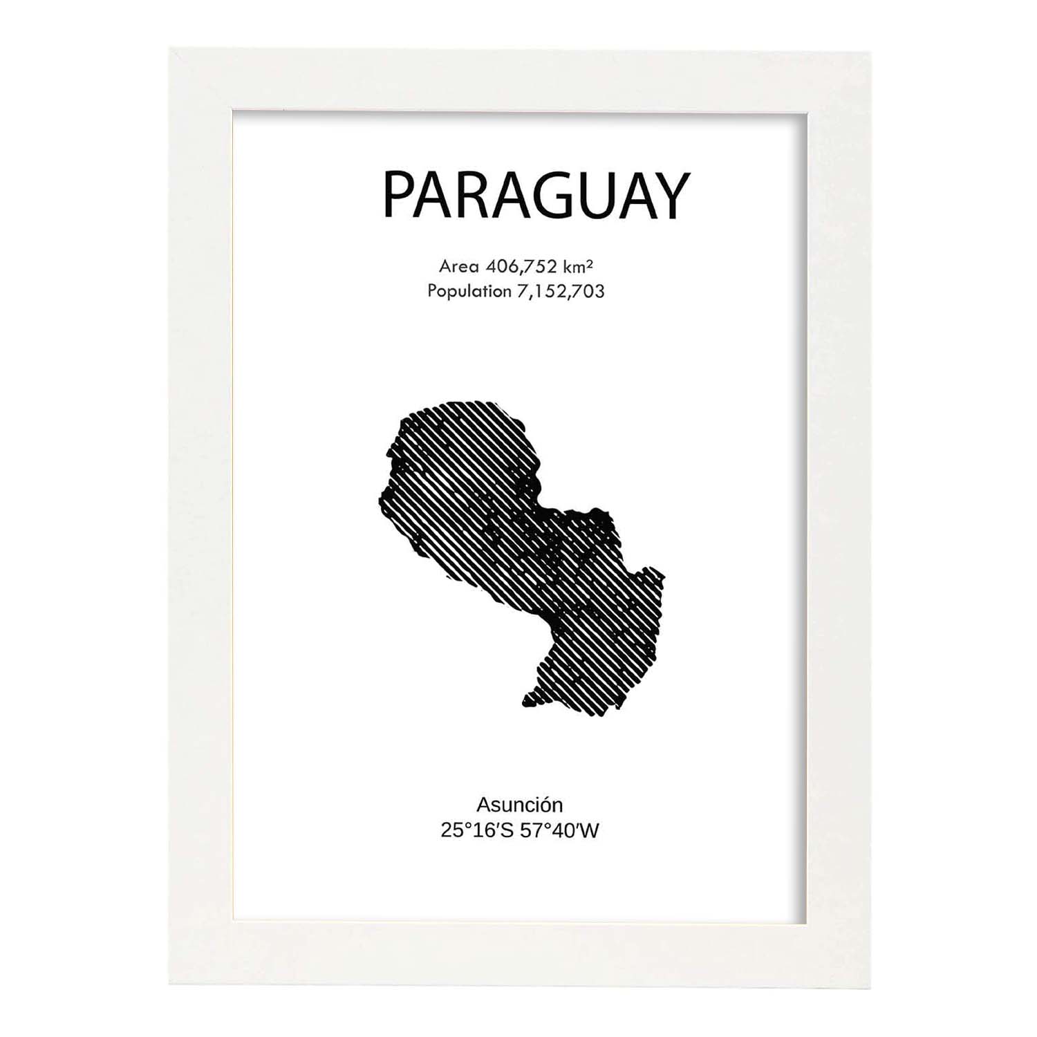 Poster de Paraguay. Láminas de paises y continentes del mundo.-Artwork-Nacnic-A3-Marco Blanco-Nacnic Estudio SL