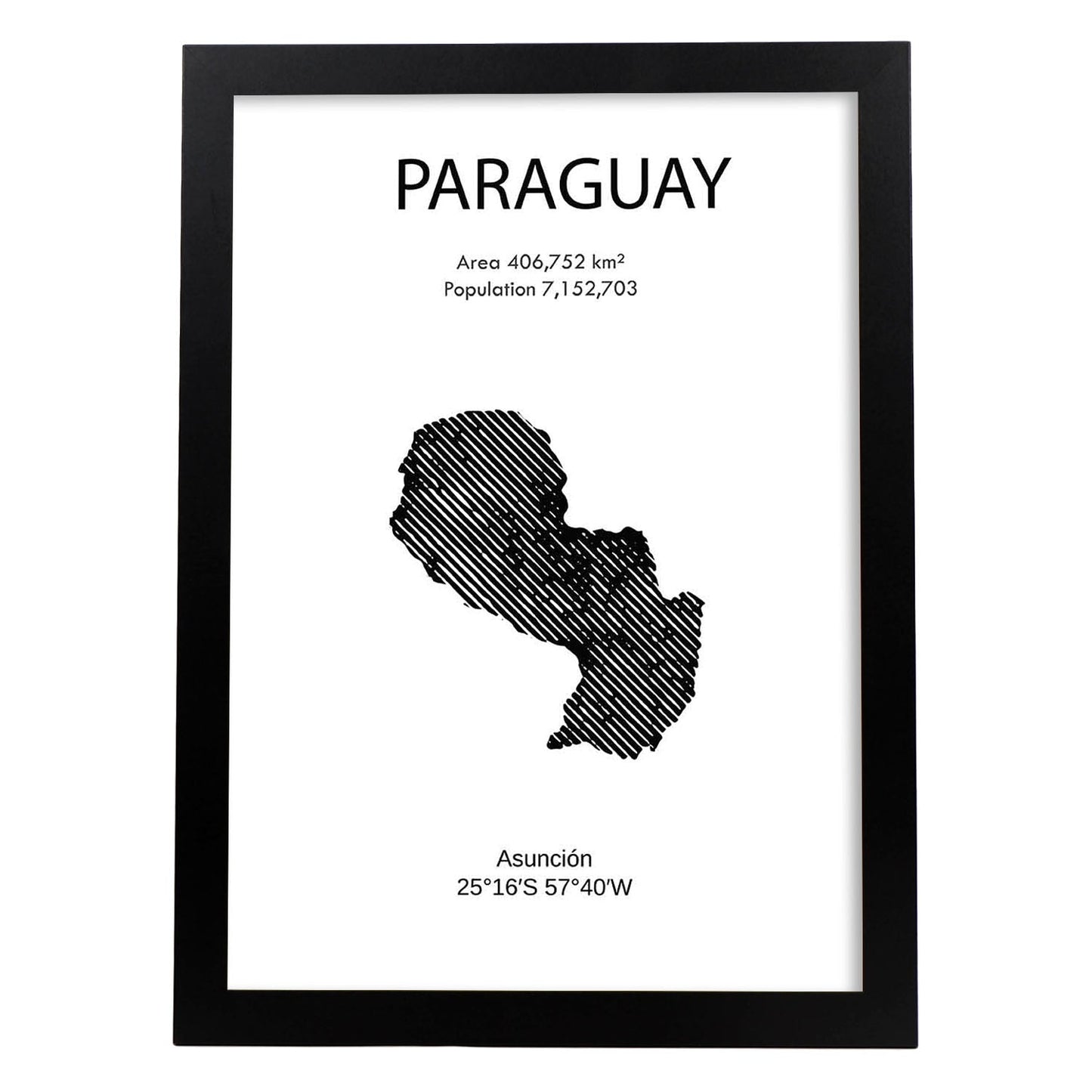 Poster de Paraguay. Láminas de paises y continentes del mundo.-Artwork-Nacnic-A3-Marco Negro-Nacnic Estudio SL