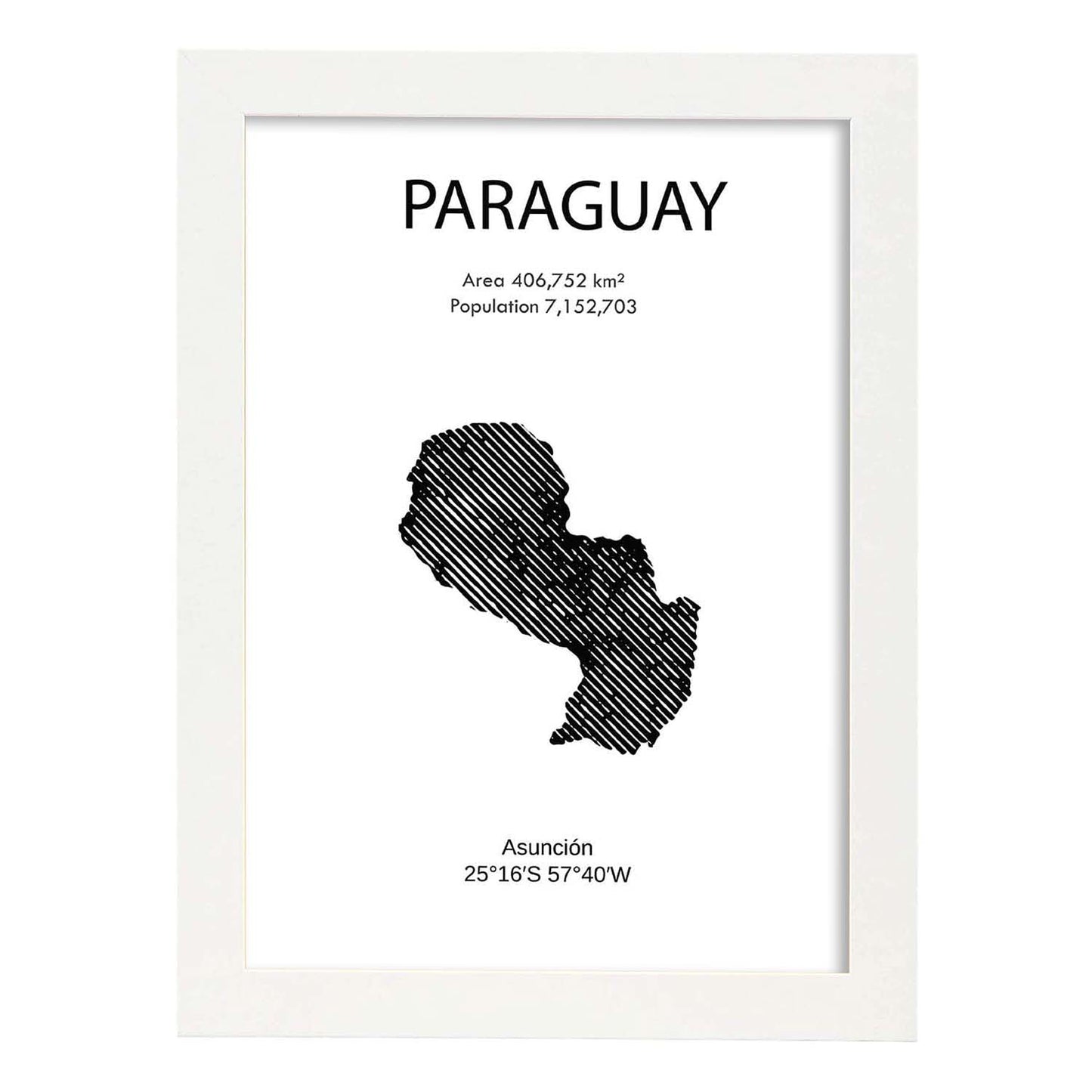 Poster de Paraguay. Láminas de paises y continentes del mundo.-Artwork-Nacnic-A4-Marco Blanco-Nacnic Estudio SL