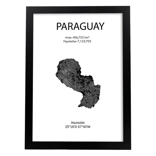 Poster de Paraguay. Láminas de paises y continentes del mundo.-Artwork-Nacnic-A4-Marco Negro-Nacnic Estudio SL
