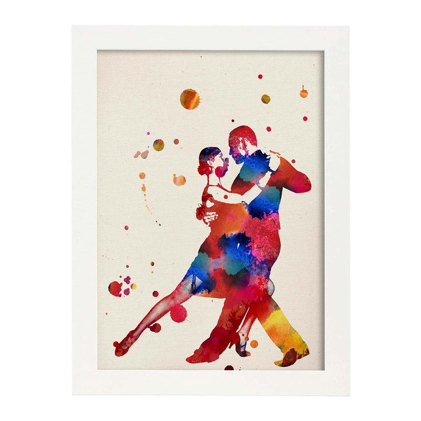 Poster de Pareja de tango con diseño acuarela. Mix de láminas con estilo acuarela-Artwork-Nacnic-A3-Marco Blanco-Nacnic Estudio SL