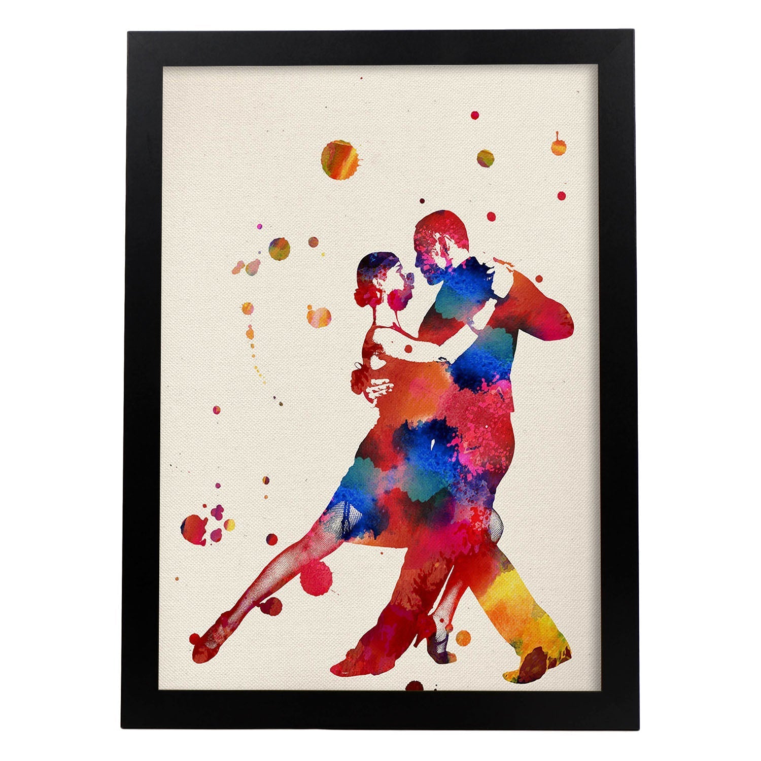 Poster de Pareja de tango con diseño acuarela. Mix de láminas con estilo acuarela-Artwork-Nacnic-A3-Marco Negro-Nacnic Estudio SL