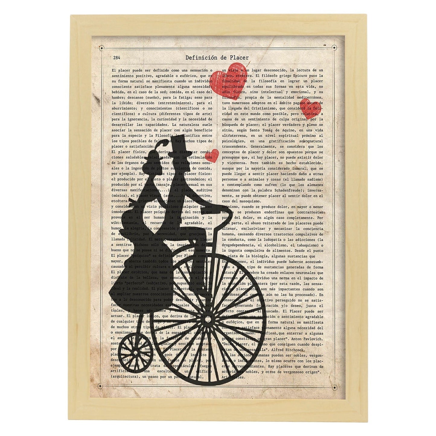 Poster de Pareja en bici. Láminas de bicicletas definiciones.-Artwork-Nacnic-A3-Marco Madera clara-Nacnic Estudio SL
