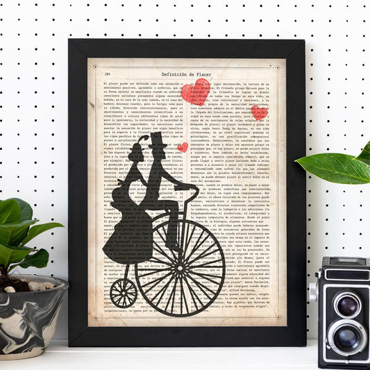 Poster de Pareja en bici. Láminas de bicicletas definiciones.-Artwork-Nacnic-Nacnic Estudio SL
