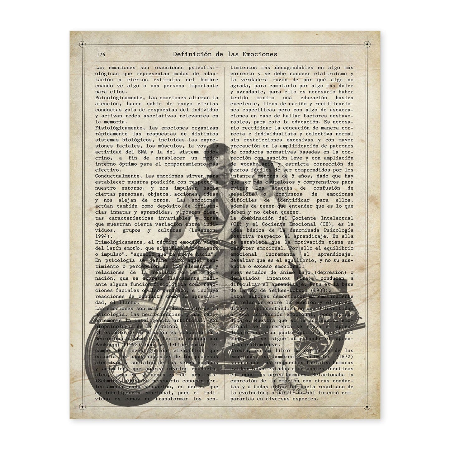 Poster de Pareja en moto. Láminas de vehículos con definiciones. Ilustraciones vintage de coches, motos, aviones, -Artwork-Nacnic-A4-Sin marco-Nacnic Estudio SL
