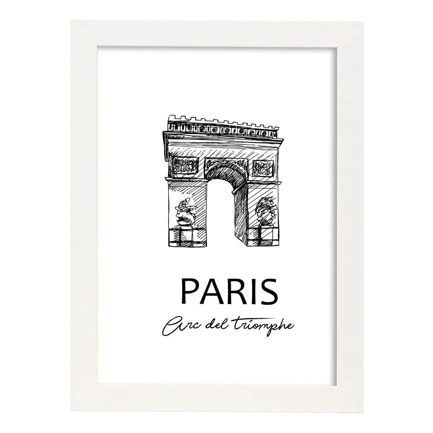 Poster de Paris -Arco del triunfo. Láminas con monumentos de ciudades.-Artwork-Nacnic-A3-Marco Blanco-Nacnic Estudio SL