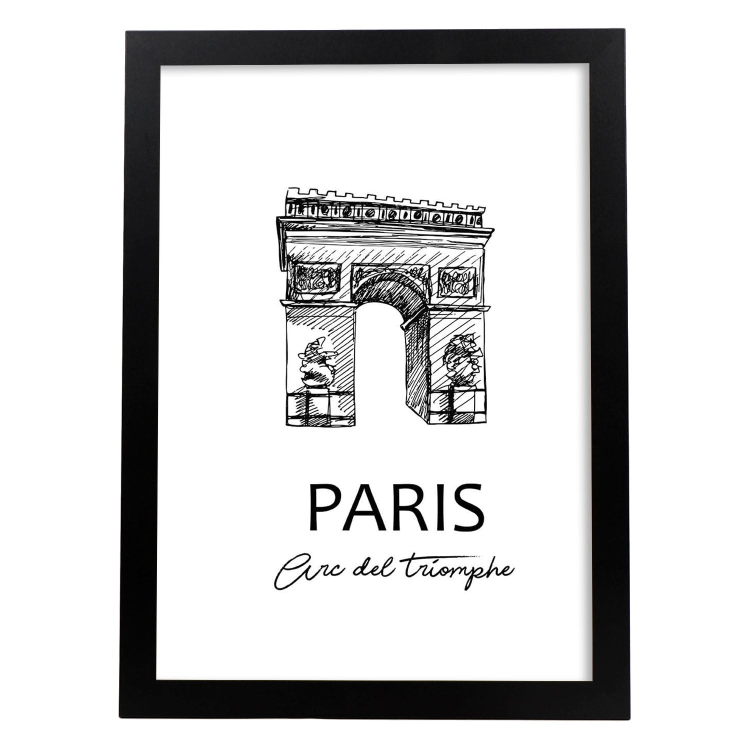 Poster de Paris -Arco del triunfo. Láminas con monumentos de ciudades.-Artwork-Nacnic-A3-Marco Negro-Nacnic Estudio SL