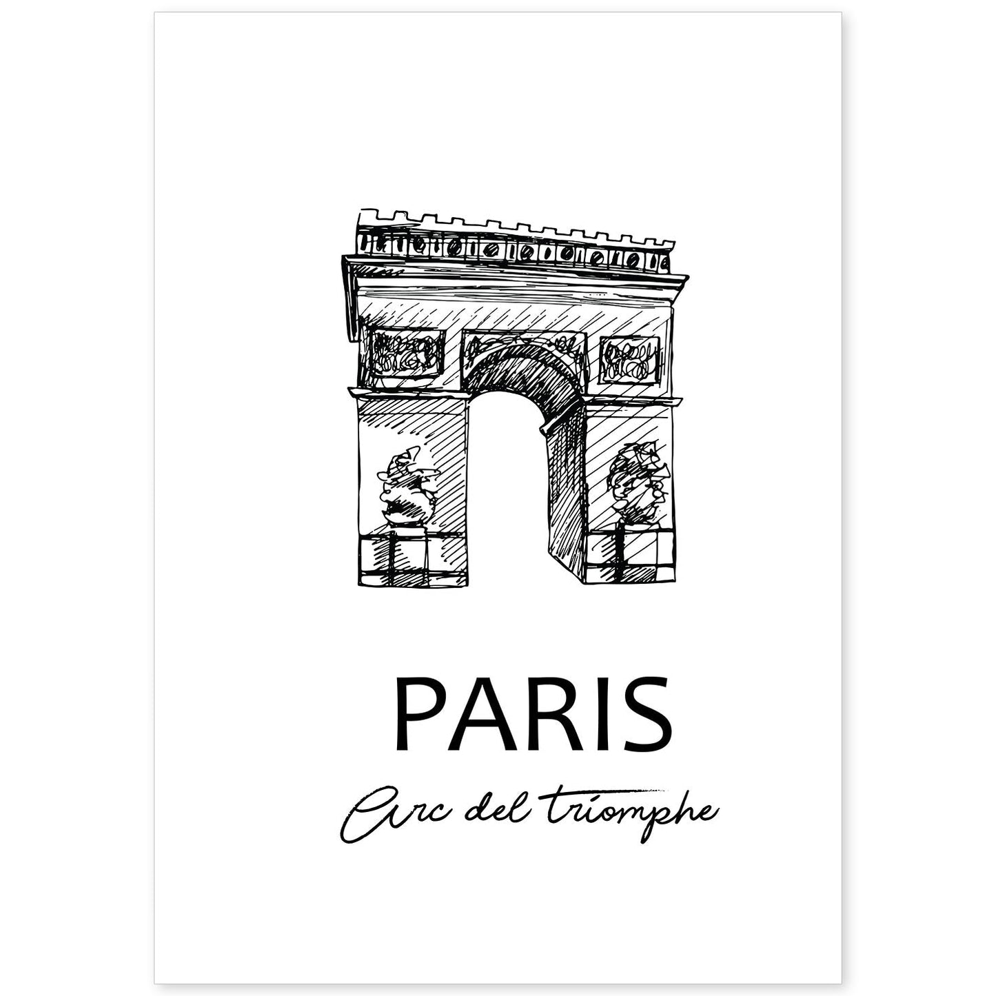 Poster de Paris -Arco del triunfo. Láminas con monumentos de ciudades.-Artwork-Nacnic-A4-Sin marco-Nacnic Estudio SL