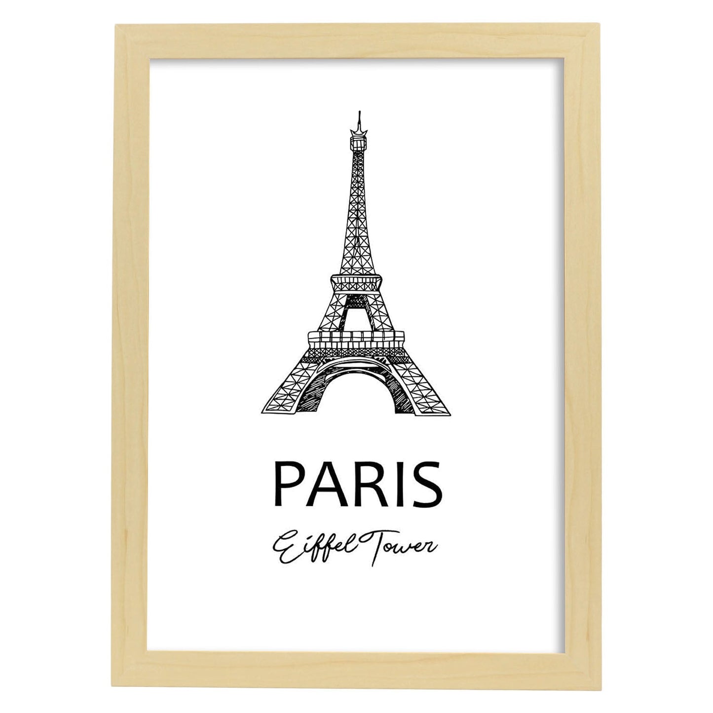 Poster de Paris - Torre Eiffel. Láminas con monumentos de ciudades.-Artwork-Nacnic-A3-Marco Madera clara-Nacnic Estudio SL