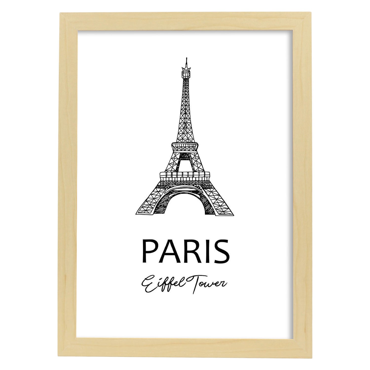 Poster de Paris - Torre Eiffel. Láminas con monumentos de ciudades.-Artwork-Nacnic-A3-Marco Madera clara-Nacnic Estudio SL