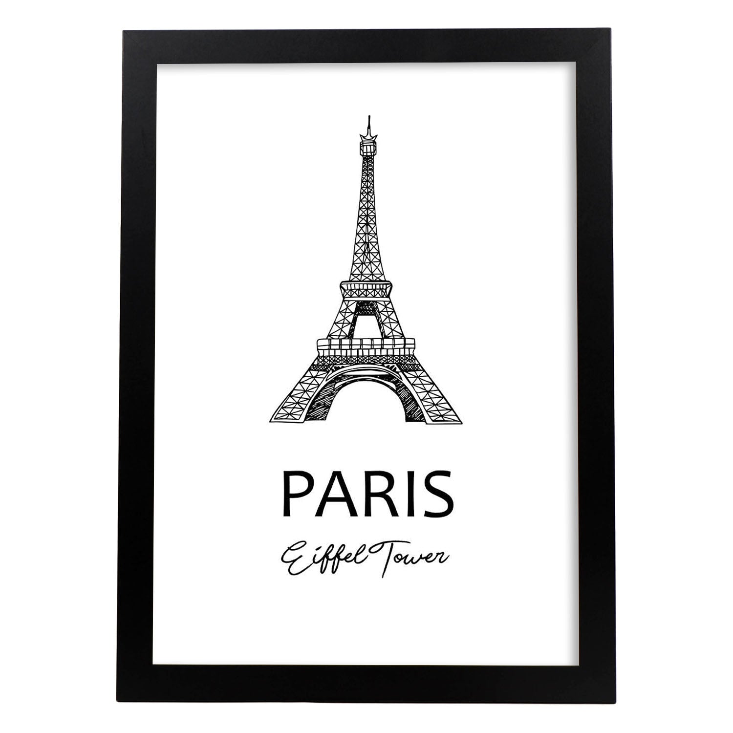 Poster de Paris - Torre Eiffel. Láminas con monumentos de ciudades.-Artwork-Nacnic-A3-Marco Negro-Nacnic Estudio SL