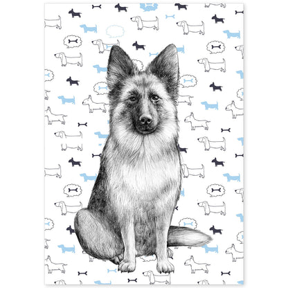 Poster de Pastor aleman estampado. Lámina decorativa de perros.-Artwork-Nacnic-A4-Sin marco-Nacnic Estudio SL