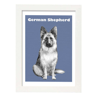 Poster de Pastor Alemán. Lámina decorativa de perros.-Artwork-Nacnic-A4-Marco Blanco-Nacnic Estudio SL