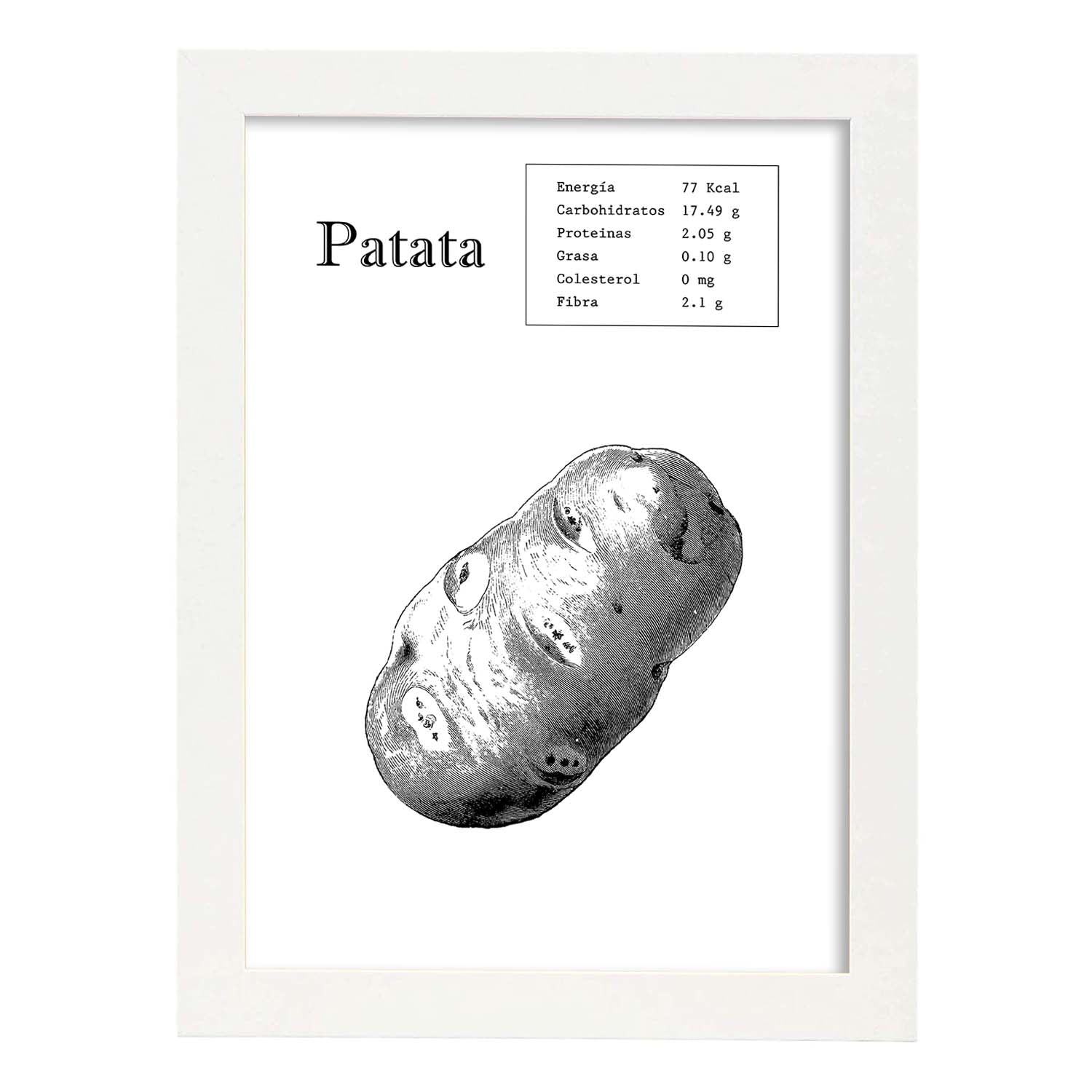 Poster de Patata. Láminas de frutas y verduras.-Artwork-Nacnic-A3-Marco Blanco-Nacnic Estudio SL