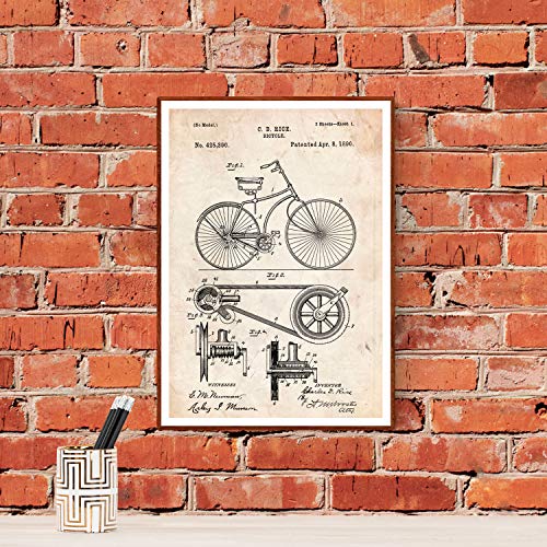 Poster de patente de bicicleta. Lámina para enmarcar. Patentes, planos de inventos famosos. Decoracion de hogar.-Artwork-Nacnic-Nacnic Estudio SL