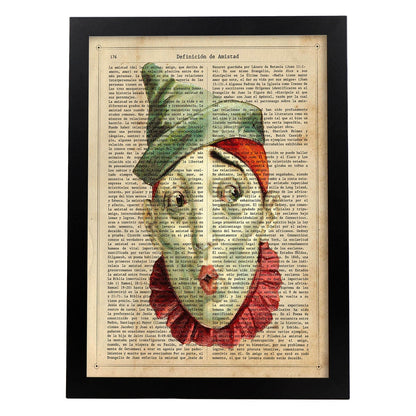 Poster de payasos. Lámina Luigi Clown con imágenes de payasos y circos. Láminas del circo para pequeños.-Artwork-Nacnic-A3-Marco Negro-Nacnic Estudio SL