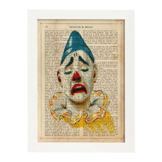 Poster de payasos. Lámina Paul Clown con imágenes de payasos y circos. Láminas del circo para pequeños.-Artwork-Nacnic-A4-Marco Blanco-Nacnic Estudio SL