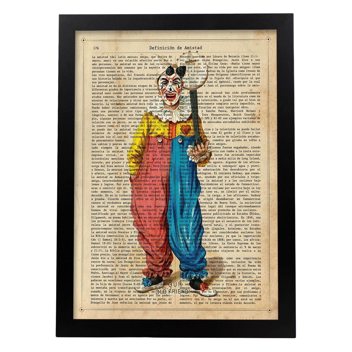 Poster de payasos. Lámina Richard Clown con imágenes de payasos y circos. Láminas del circo para pequeños.-Artwork-Nacnic-A3-Marco Negro-Nacnic Estudio SL
